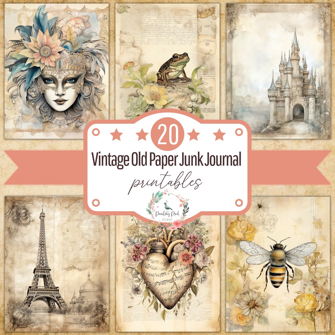 Vintage Junk Journal Pages, Old Paper Collage Sheets, Scrapbooking ...