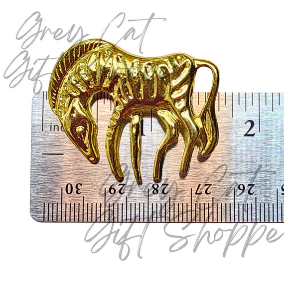 Vintage Gold Tone Zebra Figural Unmarked Brooch |… - image 8