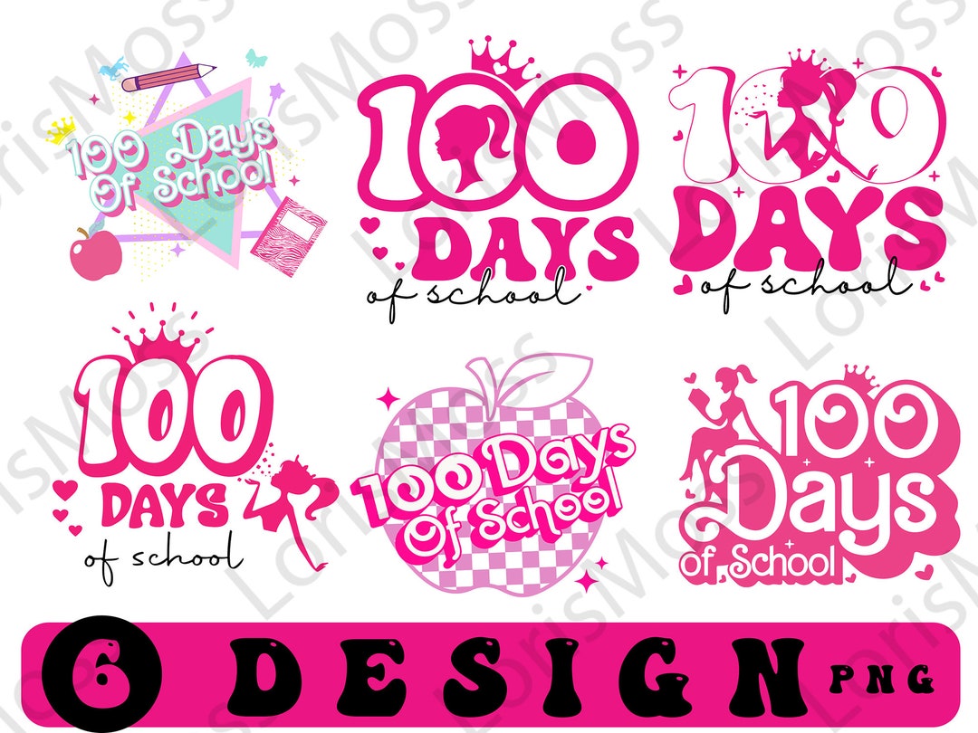 Barbie 100 Days of School Png, Pink Doll 100 Days of School Png, Barbie ...