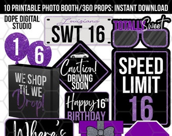 Accesorios para fotomatón de 16 años, imprimibles (descarga digital)