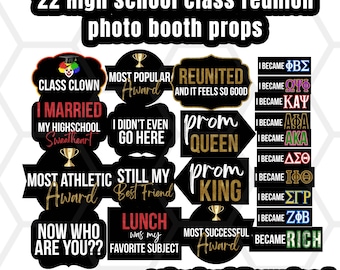 Accesorios para fotomatón de reunión de exalumnos: 22 diseños (descarga digital)