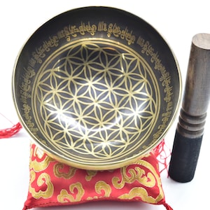 LAST DAYSALE 40% OFF-6.5&quot; Craving / Etching Handmade Singing bowl from Nepal-Himalayan bowl-for Healing&Meditation-Including Mallet,Cushion,