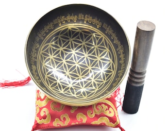 LAST DAYSALE 40% OFF-6.5&quot; Craving / Etching Handmade Singing bowl from Nepal-Himalayan bowl-for Healing&Meditation-Including Mallet,Cushion,