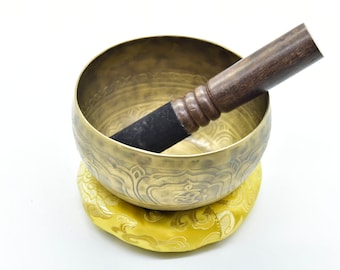 LAST DAYSALE 40% OFF-5.5&quot; Craving / Etching Handmade Singing bowl from Nepal-Himalayan bowl-for Healing&Meditation-Including Mallet,Cushion,