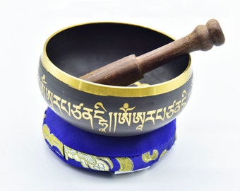 Handmade Tibetan Singing Bowl: 4" Chakra Healing Bowl with Mallet