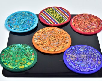 Handgemaakt klankschaalkussen van zijdebrokaat, Nepal, 4-7 inch schalen