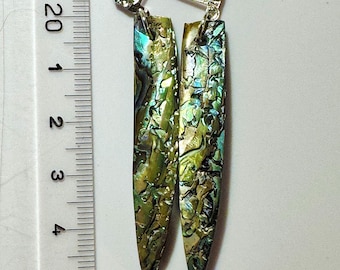 Druppeloorbellen met Paua-schelp: sterlingzilver met hendel, Nieuw-Zeelandse abalone