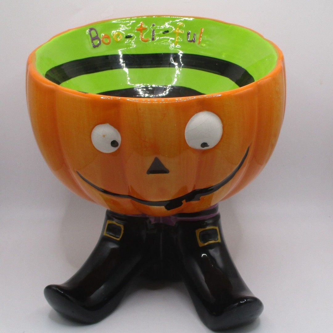 Halloween Candy Dish Jack O Lantern W-witches Boots Ceramic - Etsy