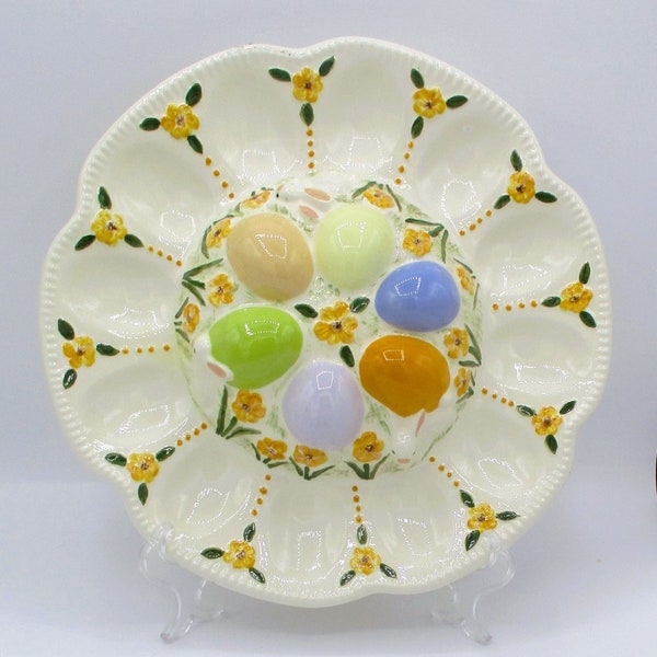 Deviled Egg Floral Ceramic Platter 12" Diameter