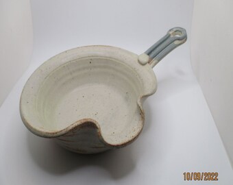 Vintage Stoneware  Pan Handmade with Handle and Pouring Spout