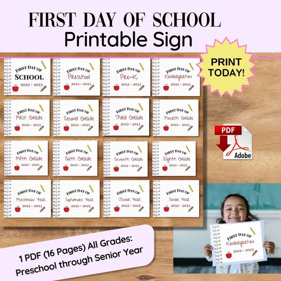 First Day School Printable INSTANT DOWNLOAD First Day All Etsy First Day School Printable INSTANT DOWNLOAD First Day All Etsy