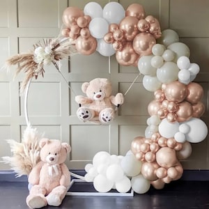 Rose gold and matte white balloon arch kit/ Brown, white, pink balloon garland/ Baby shower celebration/ Gender reveal/ Birthday party