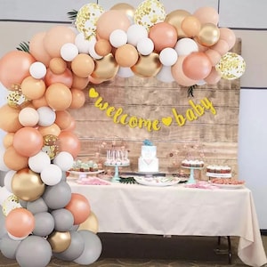 Pink and Gray Balloon Garland Kit/ Pink Balloon Arch/ Baby Shower Balloons/ Bridal Shower Balloons