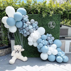 Blue white and gray DIY balloon garland arch kit/ Baby shower/ First birthday party balloon decor/ Bridal shower/ Anniversary/ Wedding