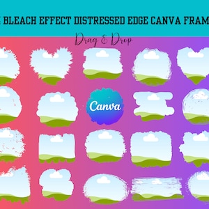 24 Bleach-effect Distressed Edge Canva-frames Vul uw eigen ontwerp in Canva Bewerkbare canva-sjabloon Frames met slepen en neerzetten maken illustraties