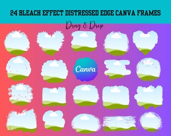 Distressed Edge Canva Frames, Bleach Effect (Digital Download)