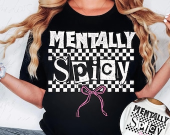 PNG Mentalmente Picante, Diseño Sarcástico a Cuadros (Descarga Digital)