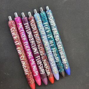 Weekday Swear Word Glitter Metal Pens - 7 pieces - Beware - offensive –  Bits and Pieces MO