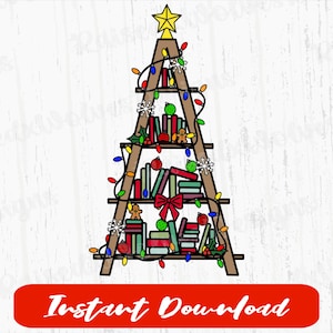 Weihnachts-Bücherregal PNG | Urlaub lesen Digitale Clipart | Festliche Bücher PNG Instant Download