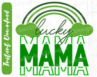 Lucky Mama PNG / St Patricks Day Digital Clipart / Green Rainbow PNG Instant Download / St Patricks Sublimation