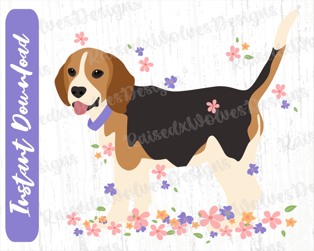 Spring Beagle PNG | Dog and Flowers Digital Clipart | Springtime PNG ...