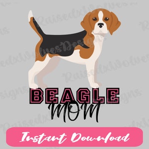 Pink Beagle Mom PNG | Dog Lover Digital Clipart | Cute Beagle PNG Instant Download