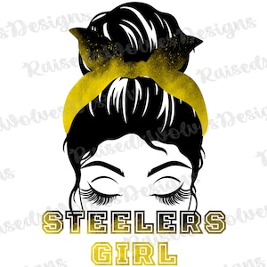 Garota dos Steelers PNG | Clipart Digital Preto e Amarelo | Download Instantâneo PNG de Fã dos Steelers | Clipart da Temporada de Futebol