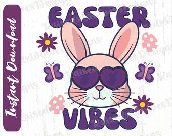 Easter Bunny Clipart PNG | Cool Spring Rabbit Digital Art (Instant Download)