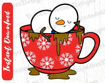 Coffee Snowman PNG | Christmas Clipart (Digital Download)