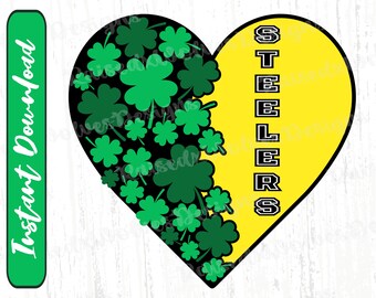 Día de San Patricio PNG / Shamrock Steeler Digital Clipart / Black and Yellow Football PNG Descarga instantánea