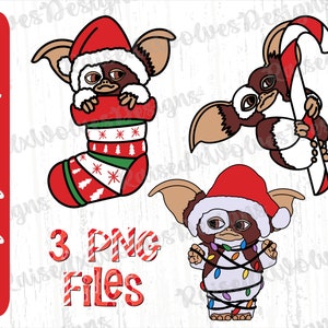 Kerst Gizmo PNG-bundel | Vakantie Gremlins digitale clipart | Leuke kerst-png-bundel voor directe download