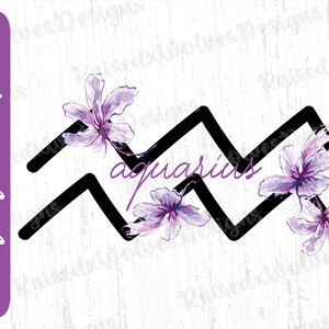 Verseau Fleur PNG | Clipart numérique du zodiaque | Signe astrologique Téléchargement instantané PNG | Orchidée PNG