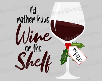 Grappige kerstwijn, png PNGEgg | Clipart 'Wijn op de plank' (digitale download)