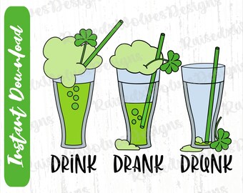 Día de San Patricio PNG / Cerveza Verde Digital Clipart / Bebida Shamrock PNG Descarga Instantánea