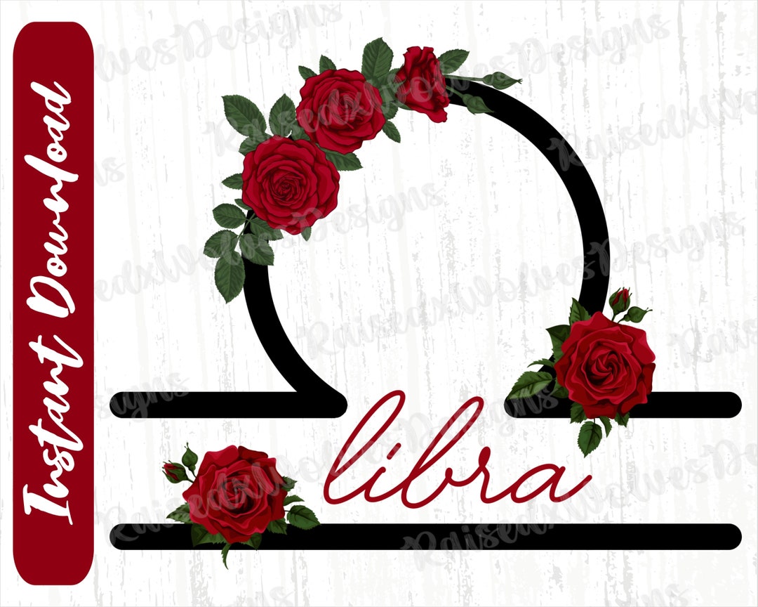 Libra Flower PNG Zodiac Digital Clipart Astrology Sign PNG Instant