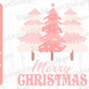 Pink Christmas PNG | Christmas Trees Digital Clipart | Merry Christmas PNG Instant Download