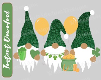 Gnomos del Día de San Patricio PNG / Gnomos de trébol Clipart Digital / Día de San Patty PNG Descarga instantánea