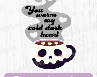 Café frío y oscuro con forma de corazón PNG / Clipart de San Valentín (Descarga digital)