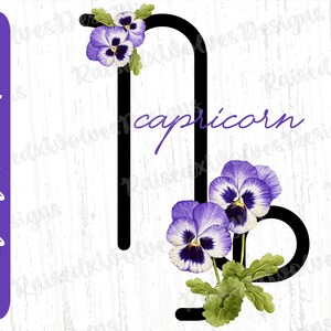 Steenbok Bloem PNG | Dierenriem digitale clipart | Astrologie Teken PNG Instant Download | viooltje PNG