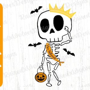 Miss Halloween PNG | Cute Skeleton Digital Clipart | Spooky Cute Sublimation PNG Instant Download