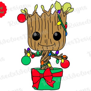Noël de bébé Groot PNG | Clipart numérique de sapin de Noël mignon | Téléchargement instantané de sublimation des fêtes