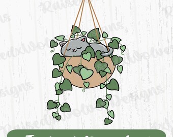 Gato en maceta PNG / Clipart de animal lindo (Descarga digital)