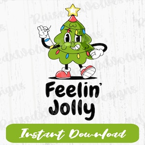 Feeling' Jolly PNG / Clipart digitale di Natale / Albero di Natale retrò PNG Download immediato