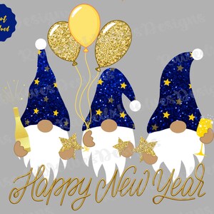 Gnomos de Año Nuevo PNG / 2025 Imágenes Prediseñadas Digitales /Gnomos Lindos PNG Archivo Instantáneo