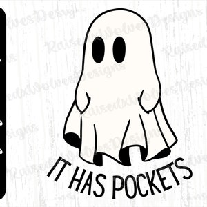 ポケット付き PNG | ポケット付きゴースト デジタル クリップアート | 面白いハロウィーン ゴースト PNG 即時ダウンロード