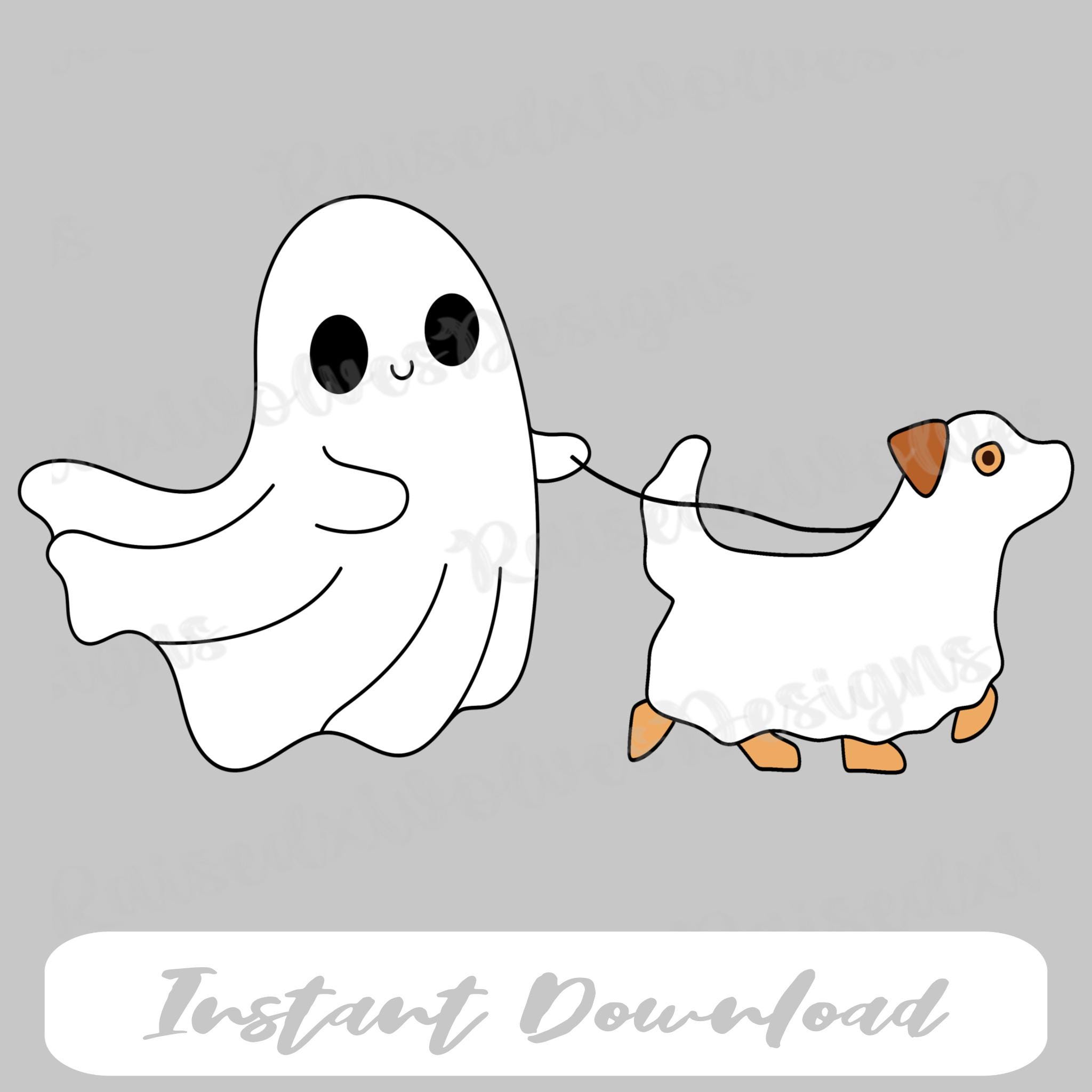Ghost Dog Walker PNG | Halloween Pets Digital Clipart | Spooky Season ...