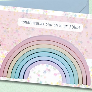 glückwunsch zur addhs- offenheit Regenbogen Karte, Glückwunschkarte zur Adhd Karte, Karte zur Adhd Karte, Karte zur Adh