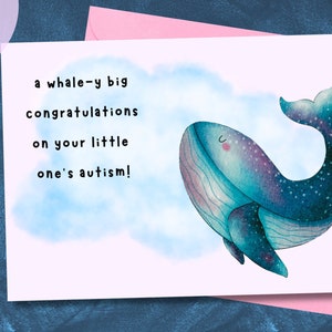 LEUKE WALVIS gefeliciteerd met je autismekaart, gefeliciteerd met de autismekaart, kleintje met autisme, digitale downloadkaart autisme