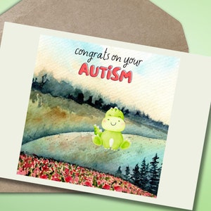 biglietto di congratulazioni per l'autismo per celebrare la diagnosi di autismo biglietto di congratulazioni per l'autismo biglietto di congratulazioni per la neurodiversità di Dino biglietto di congratulazioni per il tuo autismo