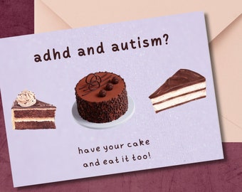 Roligt gratulationskort för ADHD och autism, gratulationskort för neurodiversitet (digital nedladdning)